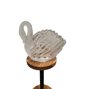 Vintage Crystal Glass Swan Bowl Candy Dish Planter Germany